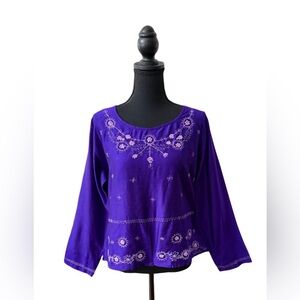 Juncture Purple Embroidered Rayon Women's Top